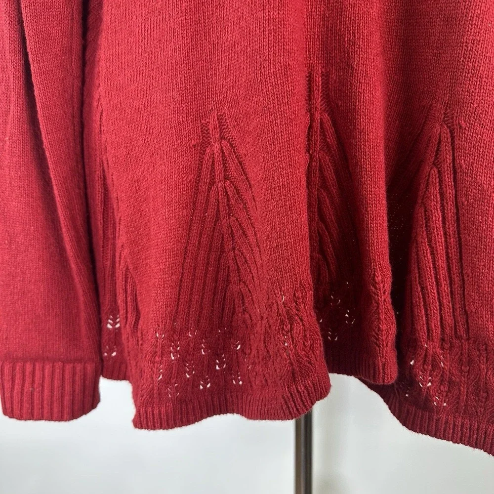 Anthropologie Knitted And Knotted Sweater Open Shawl Waterfall Neck Red Womens M
